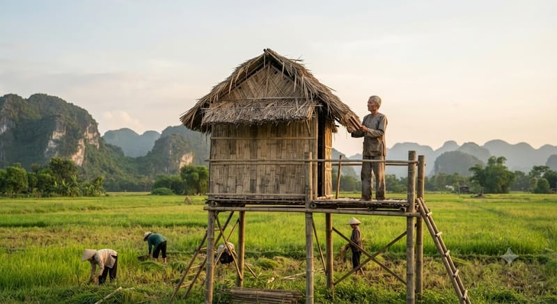 Chiếc chòi tre cao giữa nương rẫy miền Trung — bối cảnh lịch sử đã sản sinh những tiếng hô, điệu hò đầu tiên của Bài Chòi.