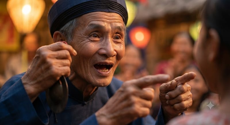 Không chỉ hát hay, Anh Hiệu còn là diễn viên tài ba — ứng tác linh hoạt, biểu cảm hài hước khiến khán giả bật cười thích thú.